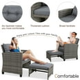 thumbnail image 2 of Sobaniilo 5 Piece Patio Furniture Set,Outdoor PE Wicker Patio Chair Two with Ottoman Underneath, Wicker Lounge Chair with Side Table, Gray, 2 of 8