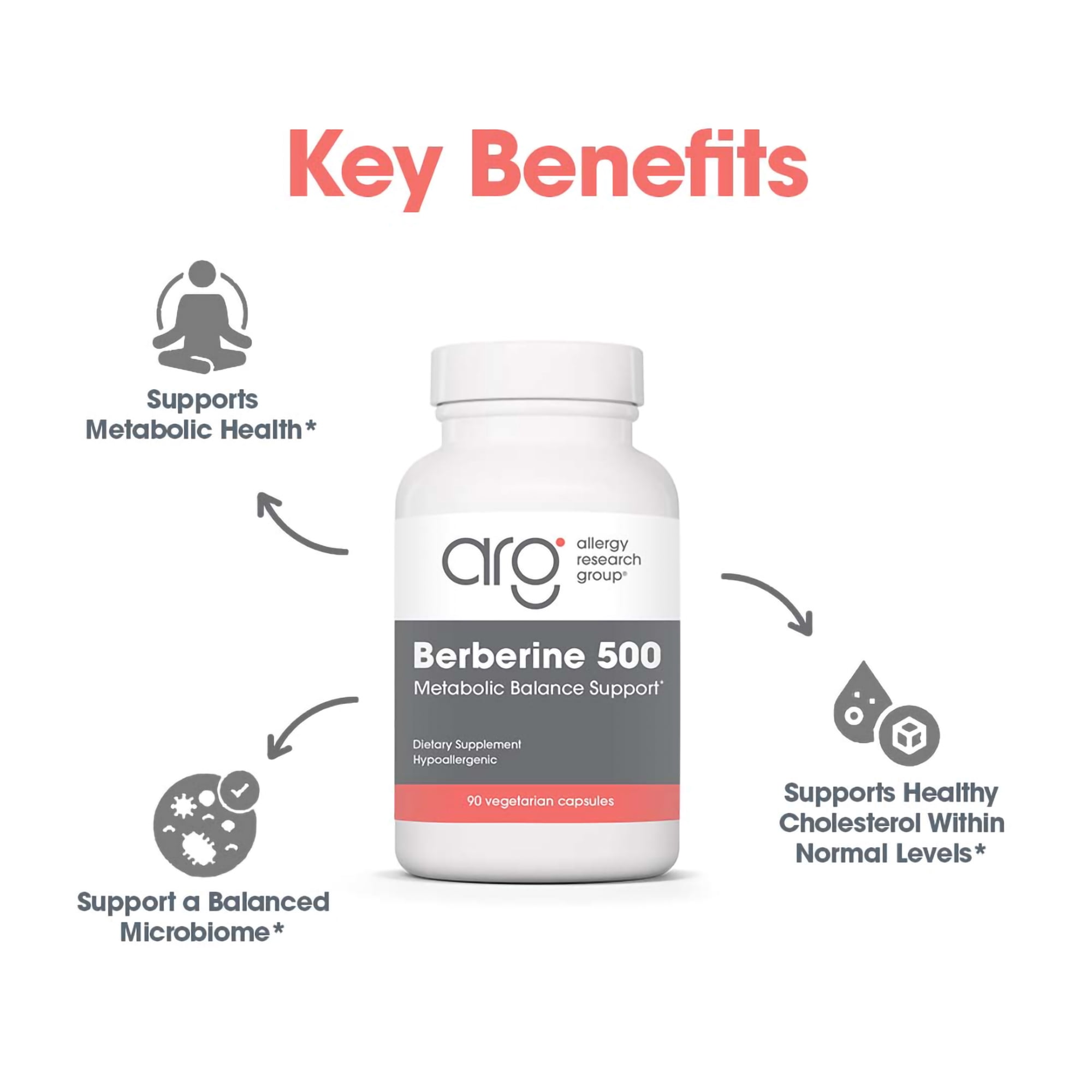 ARG Berberine 500 - 500 mg Berberine HCl - Metabolic & Cellular Energy Support - AMPK Activation Formula - Non-GMO Botanical Extract - 90 Servings - 90 Capsules