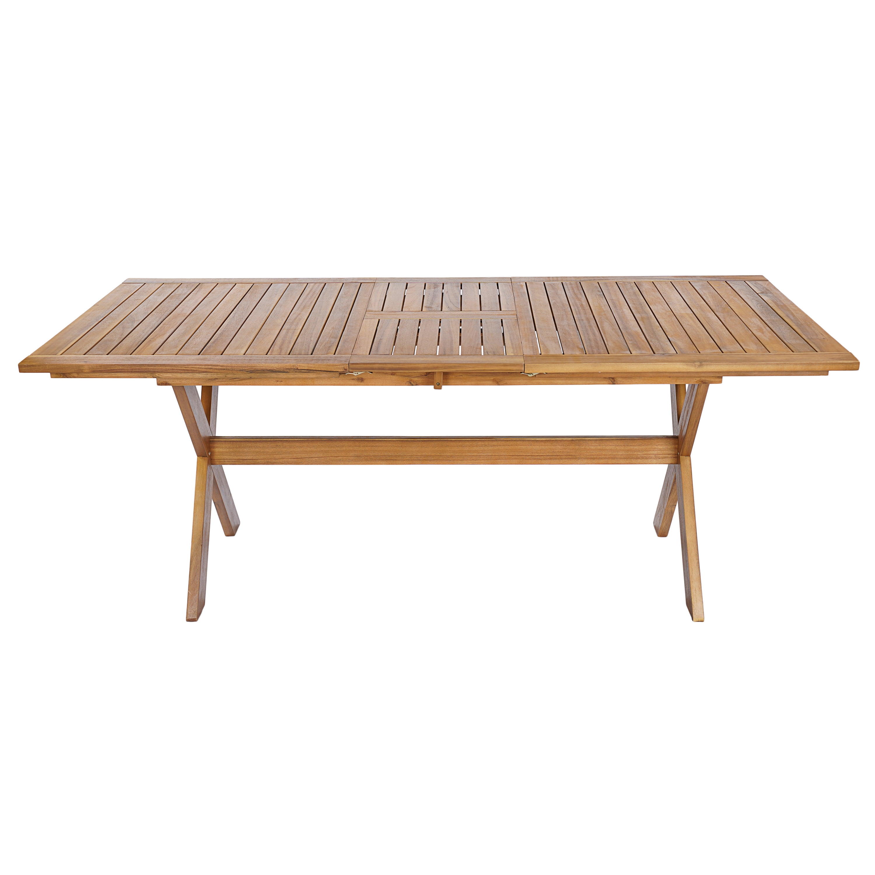 60"-76" Acacia Wood Outdoor Dining Table, Telescopic Table Ideal for Patio & Garden Gatherings