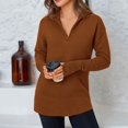 thumbnail image 3 of Women's Quarter Zipper Long Sleeve Loose Ribbed Knit Sweater with Thumbhole, 3 of 9