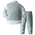 thumbnail image 2 of Hansber Toddler Baby Boys Formal Outfits Gentleman Wedding Clothes Suits Button Down Shirt with Pants Light Green 110, 2 of 6