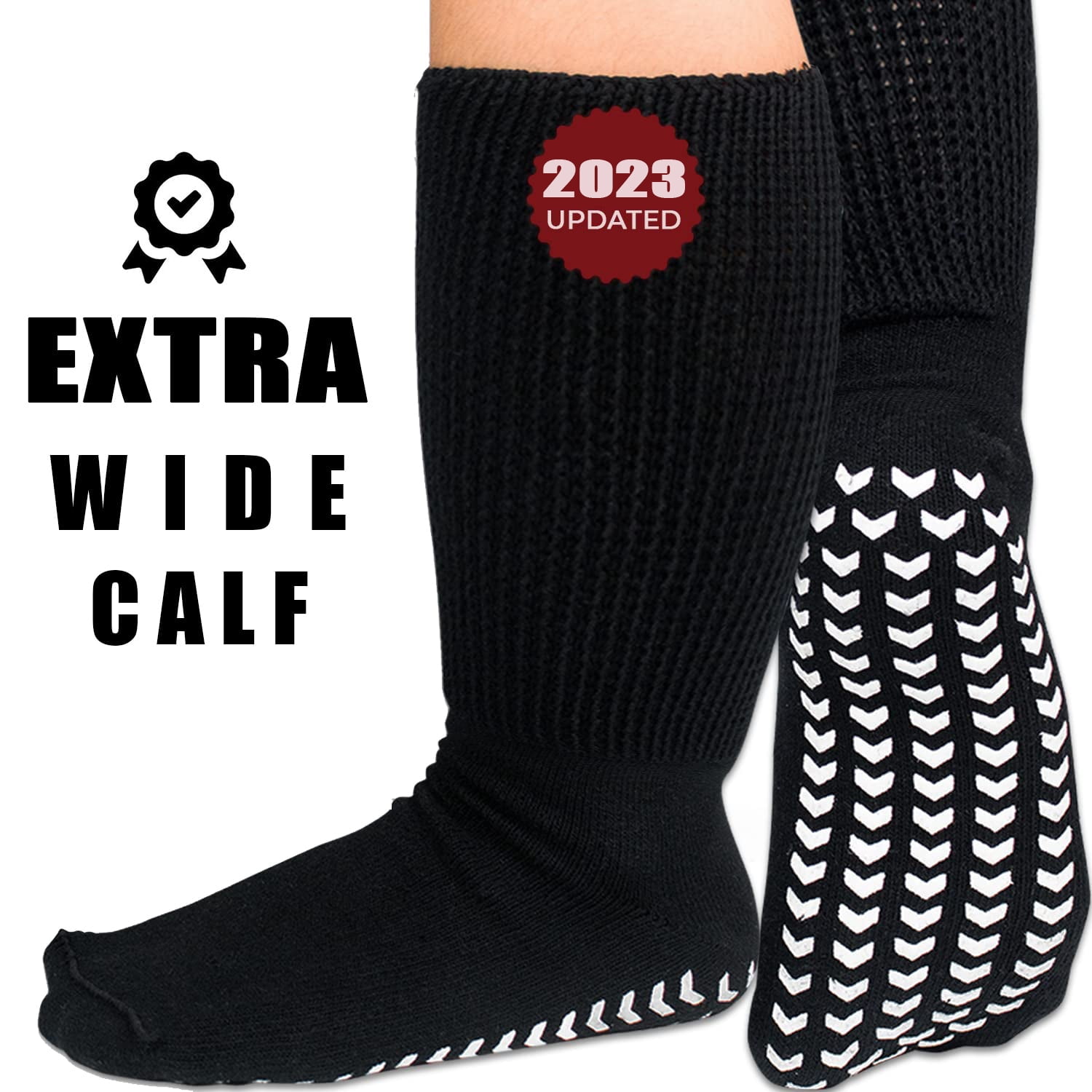 AOUNQ Extra Wide Diabetic Crew Socks Plus Size Hospital Socks for