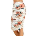 thumbnail image 1 of Made by Johnny Women's Slim fit Bodycon Party Club Night Out Elegant Ruched High Waist Long Pencil Skirt with Side Shirring XS WHITE_FLORAL, 1 of 6