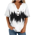 thumbnail image 5 of Ladies' Summer Short Sleeve Shirt Casual Button V-Neck Loose Fit Tshirts Boho Vacation Blouses Blouse, 5 of 5