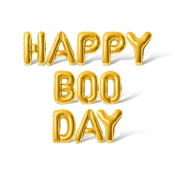 Letter Balloons - HAPPY BOO DAY 16" Inch Alphabet Letters Foil Mylar Balloon Halloween Party Banner (Gold)
