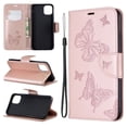 thumbnail image 4 of Allytech iPhone 11 Pro Max Case (6.5"), Slim Fit PU Leather Folio Butterfly Embossed Shockproof Wrist Hand Strap Flip Cards Holder Wallet Case TPU Back Cover for Apple iPhone 11 Pro Max, Pink, 4 of 8