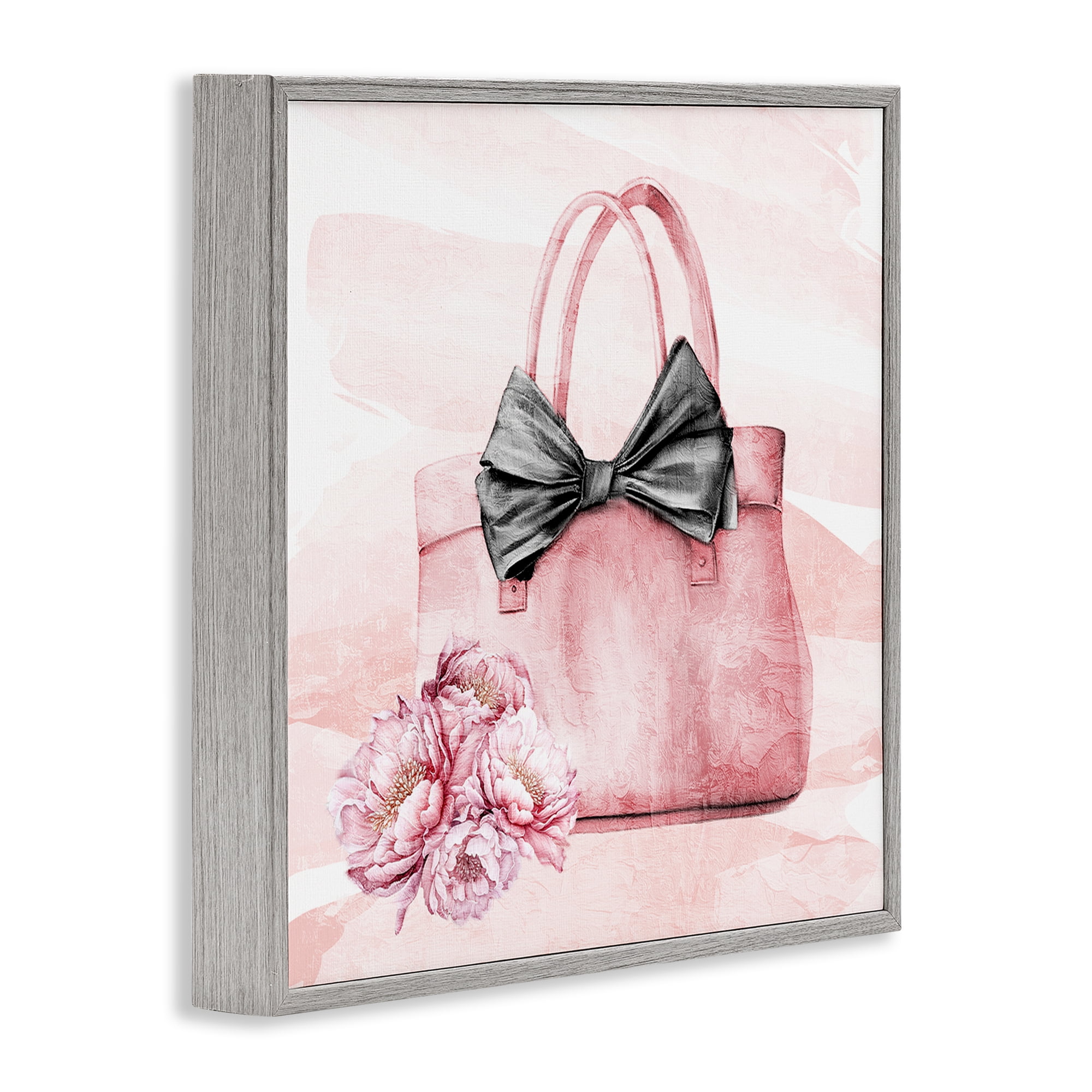 Stupell Industries Glam Time Handbag Gray Framed Giclee Art, design by Kim Allen