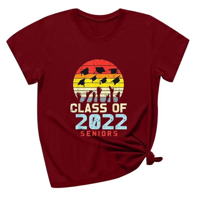 Regalos de graduación para él, ella, 2022, camiseta universitaria de escuela secundaria, blusa de manga corta con estampado de letras de verano Fridja hjk2402