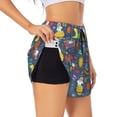 thumbnail image 2 of Haiem Cartoon Space Women's 2 in 1 Running Shorts - Lightweight Athletic Workout Gym Yoga Breathable Sports Shorts Liner with Phone Pockets-X-Large, 2 of 9