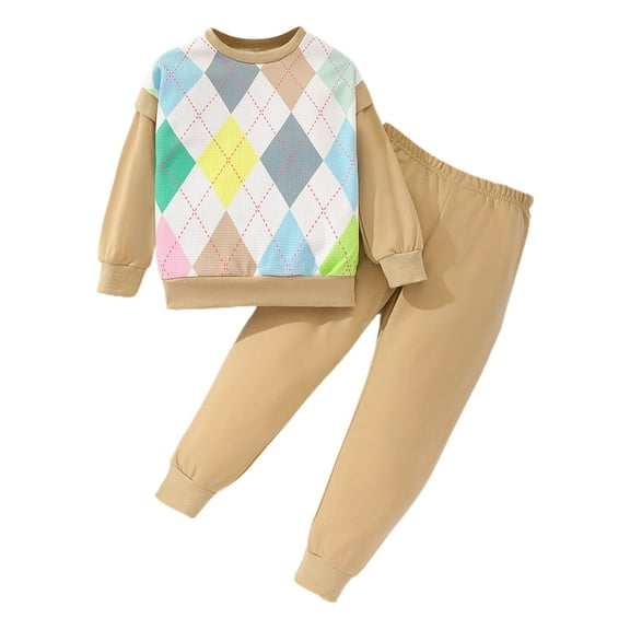 Sngxgn Girl's 2 Piece Outfits Button Front Long Sleeve and Shorts Set(Brown,3Y)