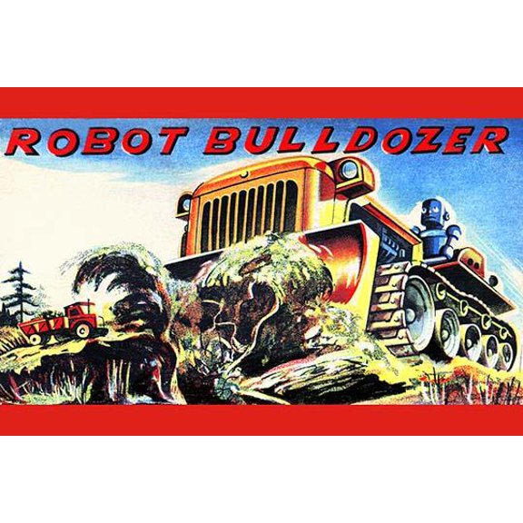 Robot Bulldozer- Fine Art Canvas Print (20" x 30")