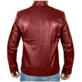 thumbnail image 4 of Kctiaxy Leather Jacket Men Long Sleeve Stand Collar Motorcycle Jackets Vintage Style Fashion Solid Color Lightweight Zip Up Biker Jacket Coat with Pockets, 4 of 5