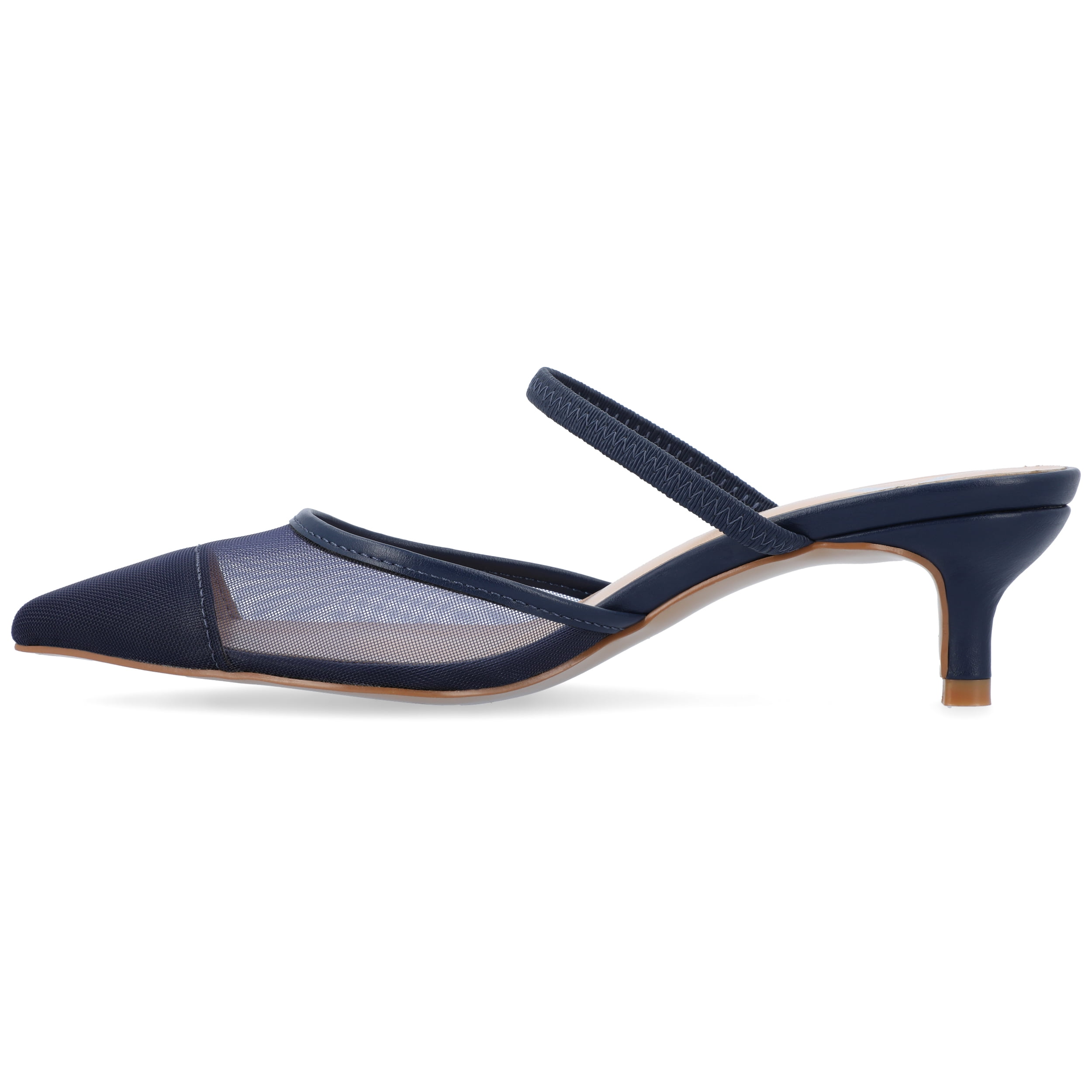 Journee Womens Allana Slip On Kitten Heel Mule Pumps