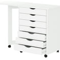 thumbnail image 3 of Jela Solid Wood 7 Drawer Gate Leg Roll Cart Desk in White, 3 of 4