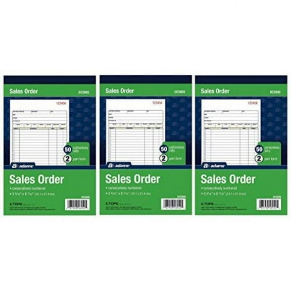 Adams, 2-Part, Carbonless, Sales Order Book,5-9/16'' x 8-7/16'',White/Canary