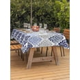 thumbnail image 3 of Outdoor Tablecloth with Umbrella Hole for Patio/Picnic/Party/Camping, Blue Boho Flowers Waterproof Table Cloth Rectangle Table Cover Washable, Modern Luxurious Ombre Geometric Floral (52"x 70"), 3 of 8