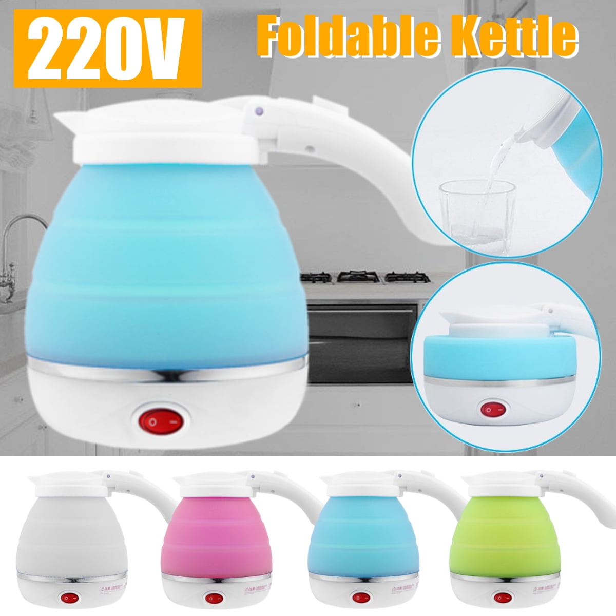 Portable Travel Water Boiler Foldable Silicone Electric Kettle 680W