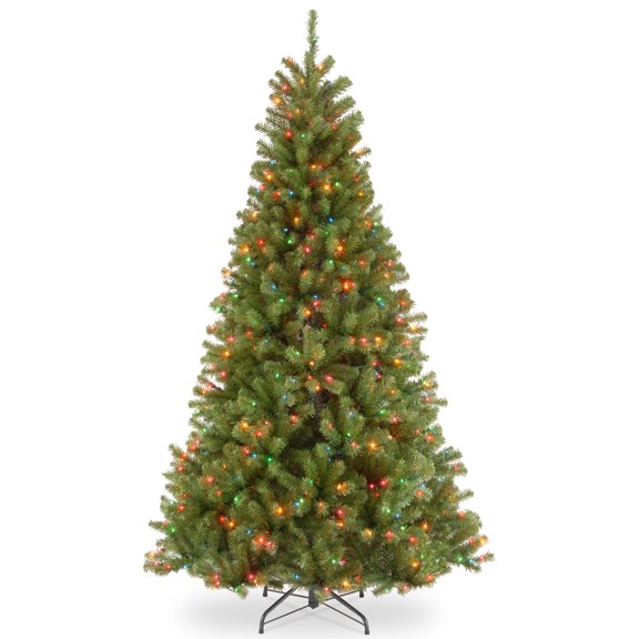 National Tree Company 9 ft. Pre-Lit Artificial Christmas Tree, Green, North Valley Spruce, Multicolor Lights, Includes Stand