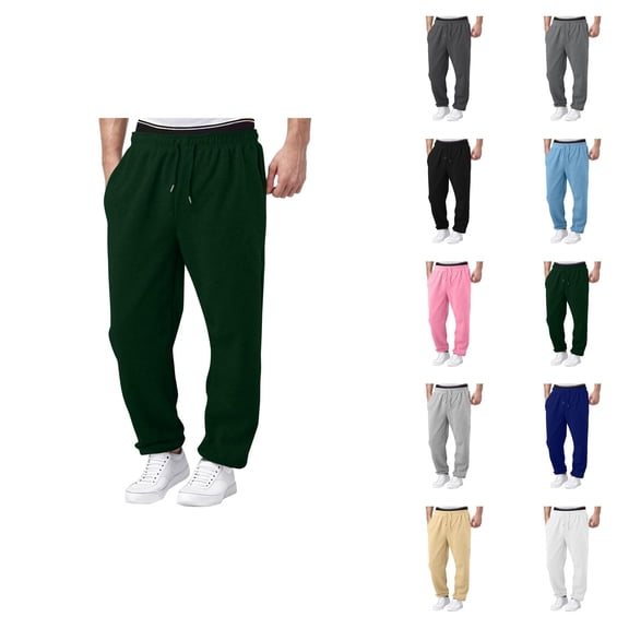 Sweat Pants for Mens 2026 Fashion Elastic Waist Drawstring Relaxed Fit Wide Leg Casual Pants Trousers with Pockets