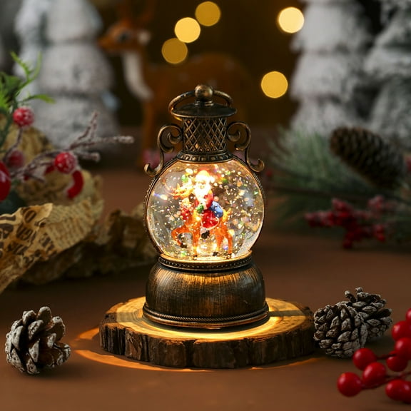 Christmas Snow Globe, Retro Santa Claus Musical Christmas Snow Globes Lantern, Lighted Christmas Water Lantern USB Lined/Battery Operated for Home Xmas Decor, Gifts for Kids Adults