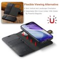 thumbnail image 6 of For iPhone 17 Pro Max DG.MING Crazy Horse Texture Detachable Magnetic Leather Phone Case,Black,For iPhone 17 Pro Max, 6 of 10
