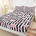 thumbnail image 3 of Feelyou Princess Bowknot Teens Full Size Sheets, Black Pink Fashion Bed Sheets, 4pcs, 3 of 7