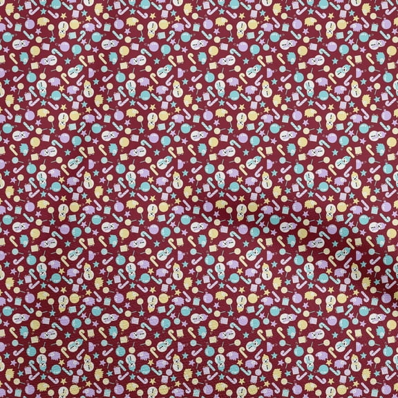 oneOone Polyester Spandex Maroon Fabric Christmas Dress Material Fabric Print Fabric By The Yard 56 Inch Wide