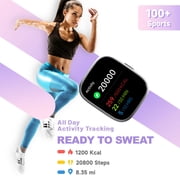 TOOBUR Smart Watch for Women, 1.83 Fitness Tracker Watch with Step Tracker/Pedometer/Sleep, IP68 Waterproof Smartwatch Calls Compatible iOS Android Lilac