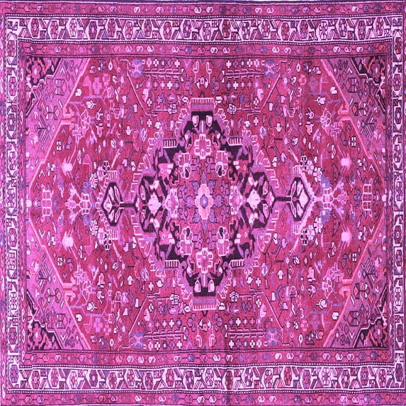 Ahgly Company Indoor Square Persian Purple Traditional Area Rugs, 7' Square