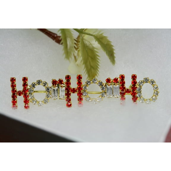 Just Love Jewels Christmas Brooch Pins Rhinestone Encrusted HO HO HO Brooch
