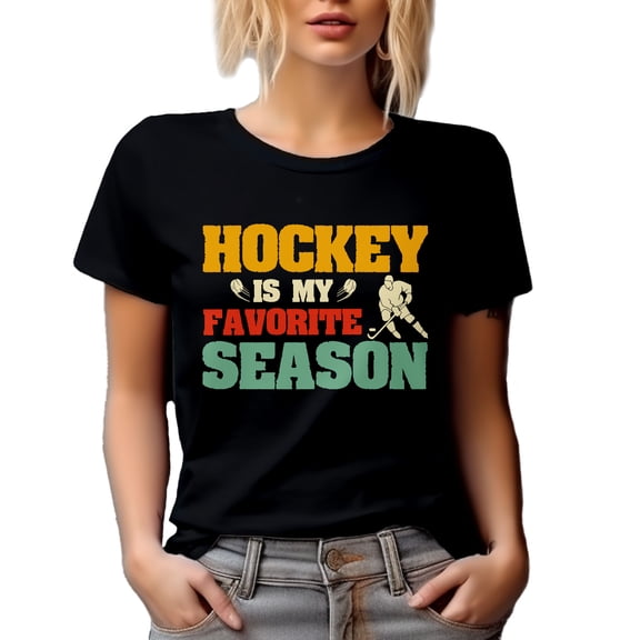 Hockey Is My Favorite Season - Ice or Field Hockey Player, Coach or Fan, Black T-Shirt, Small