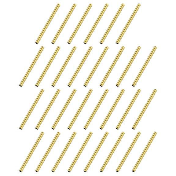 30-Pack 30mm Brass Round Tube, 2mm OD 0.2mm Wall Thickness Short Brass Seamless Tubing for DIY Crafting/Decorating