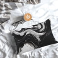 thumbnail image 5 of Gaeub Fluid Black White Paint Swirls Printed Men's Short Pajama Pants, Lightweight Lounge & Sleep Bottoms Keep You Cool-20"x30", 5 of 6