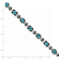 thumbnail image 2 of White Sterling Silver bracelet Gemstones Turquoise Blue Marcasite 7 in 7.5 mm, 2 of 2