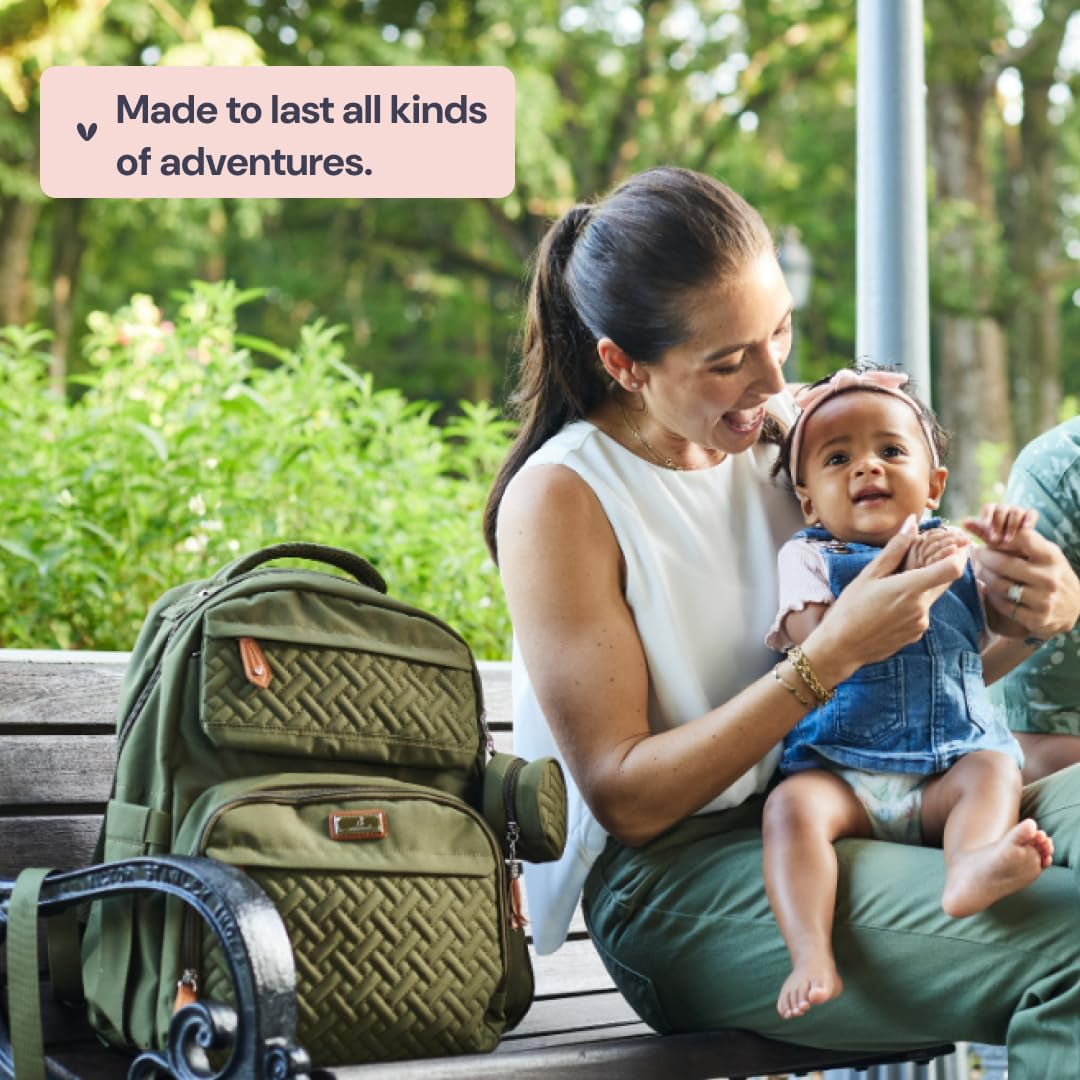 BabbleRoo Diaper Bag Backpack, Travel Backpack, Pacifier Case & Stroller Straps, Multifunction, Waterproof, Unisex – Light Gray