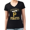 thumbnail image 4 of Women's G-III 4Her by Carl Banks Black Pittsburgh Pirates Super-Slim Fit Lightweight Team Logo Graphic V-Neck T-Shirt, 4 of 5