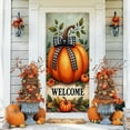 thumbnail image 6 of Honmine Fall Door Cover Autumn Pumpkin Front Door Hanging Banner Thanksgiving Harvest Photo Background for Autumn Holiday Party Decorations and Supplies, 71 x 35 Inches, 6 of 6