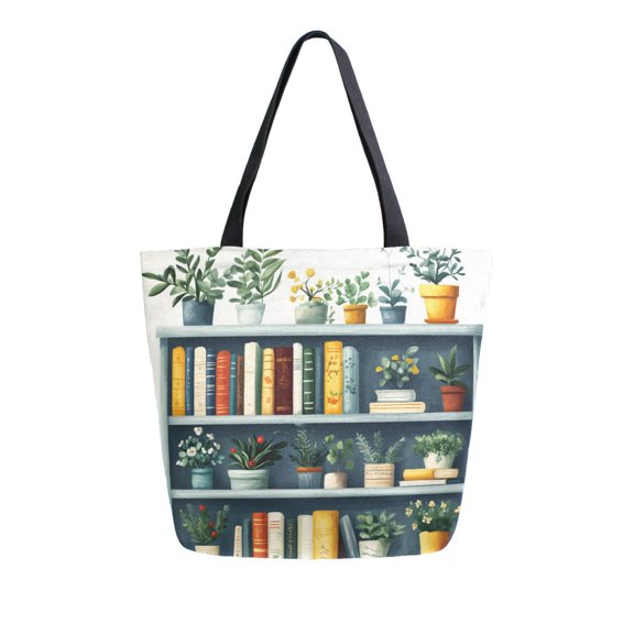 FORMRS Womens Canvas Tote Bag with Zipper Inner Pocket Shoulder Handbag, White Shelf