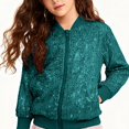 thumbnail image 3 of Teylalorva Girl'sOuterwear Jackets Sequin Sparkly Jacket Casual Party Carnival Winter Coat for Girls（2-10） Army Green Size 2T, 3 of 6