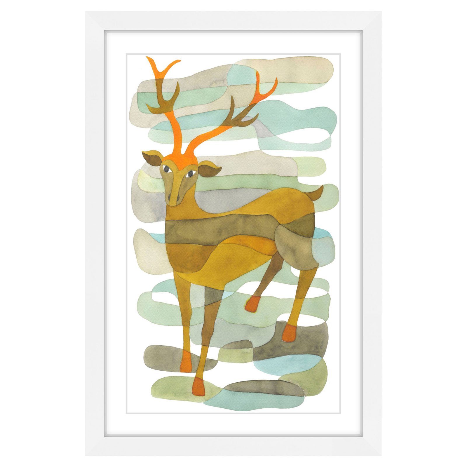 Marmont Hill - "Stag" By Yolanta Gawlik Framed Painting Art Print, 16" x 1.5"