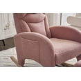 thumbnail image 5 of Glider Rocking Chair with Adjustable Footrest, Comfy Teddy Upholstered Nursery Rocker Chair with Wood Legs Side Pocket, Accent Rocker Arm Chair Baby Bedroom, Living Room, Pink, 5 of 9