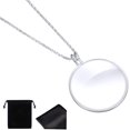 thumbnail image 2 of 4 Pieces 5.5x Magnifying Glass Necklace Magnifier Necklace Pendant Optical Magnifier with Chain Necklace for Library, Reading, Zooming and Jewelry (Silver), 2 of 7