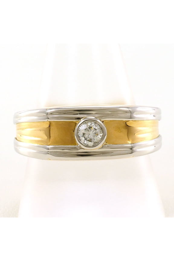 Pre-Owned K20 20K YG Yellow Gold Ring, 2 Diamonds, 0.33ct, Certificate of Authenticity, Total...