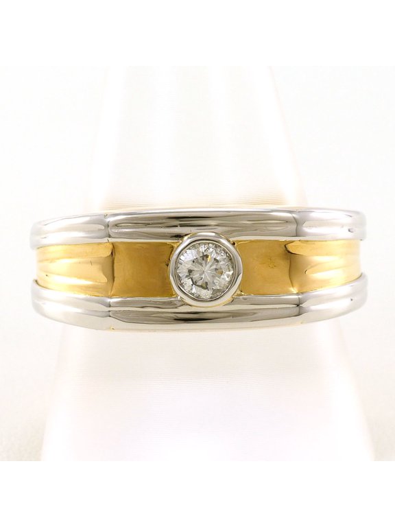 Pre-Owned K20 20K YG Yellow Gold Ring, 2 Diamonds, 0.33ct, Certificate of Authenticity, Total...