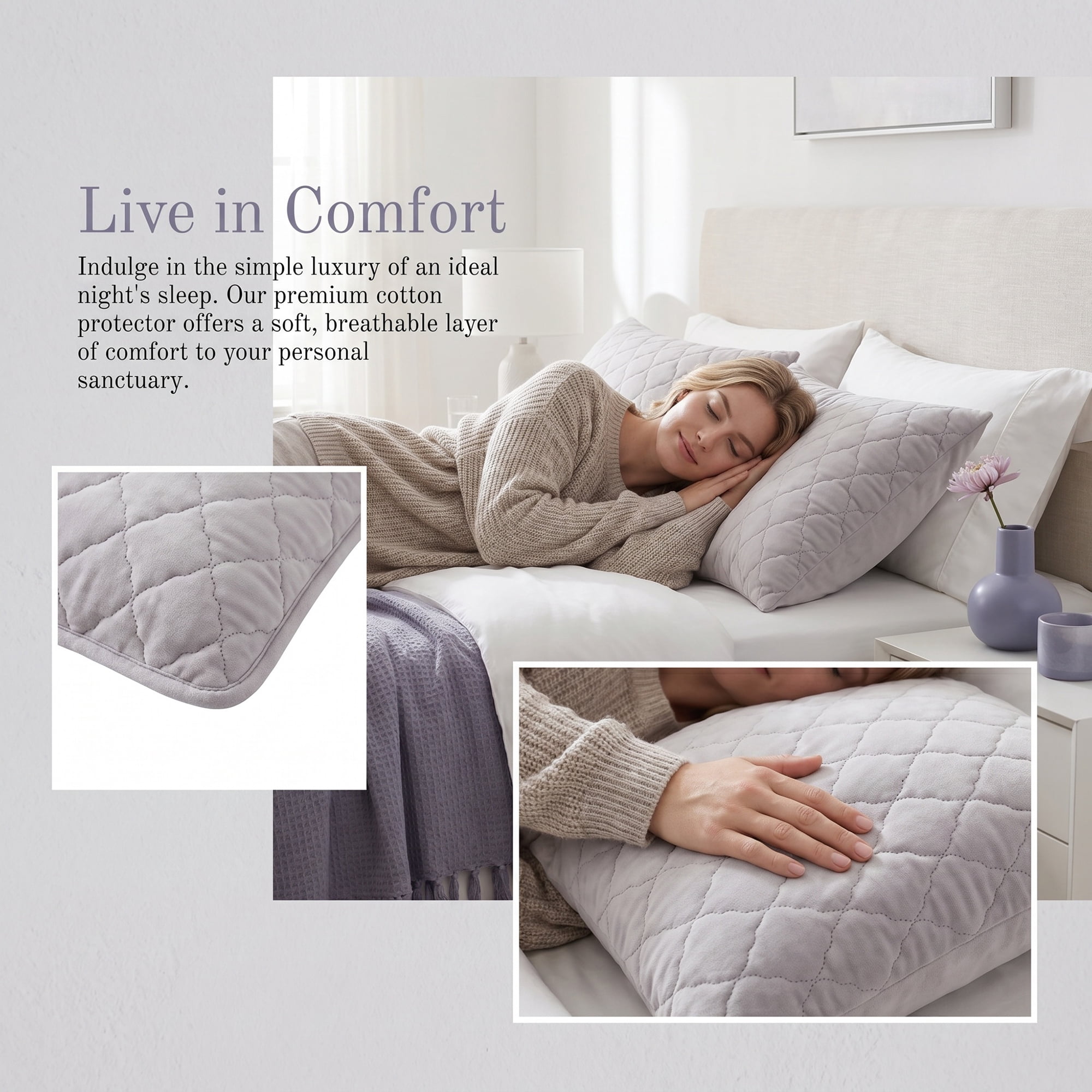 Unique Bargains Breathable Hypoallergenic Envelope Pillow Protectors Queen Gray 20" x 30"