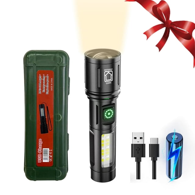 CHOK Clearance LED Rechargeable Flashlight High Lumens Super Bright Long Throw Beam High Powered Flashlight Zoomable Waterproof for Emergency Camping Hiking