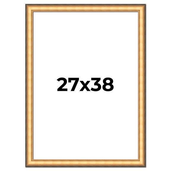 27x38 Frame Gold Plein Aire Solid Wood Picture Frame Width 2 Inches | Interior Frame Depth 0.5