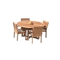 thumbnail image 4 of Grade-A Teak Dining Set: 4 Seater 5 Pc: 60" Round Table And 4 Leveb Stacking Arm Chairs Outdoor Patio WholesaleTeak #51LV1205, 4 of 6
