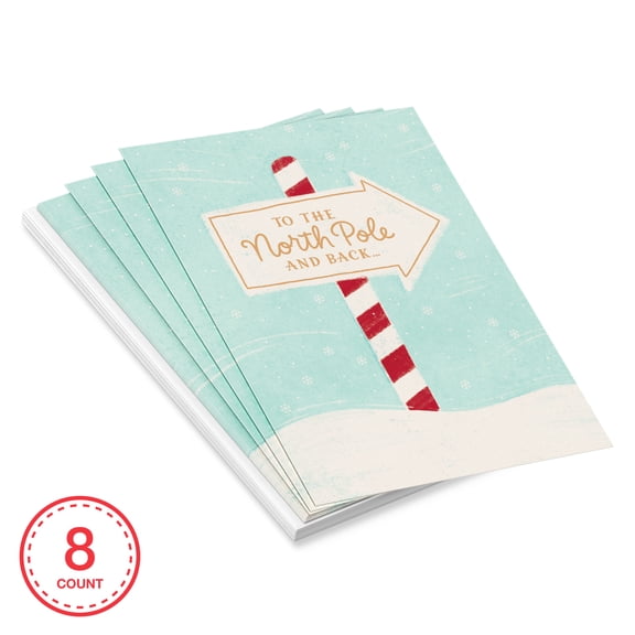 American Greetings 8-Count Christmas Cellos Blank Cards, North Pole Sign Design