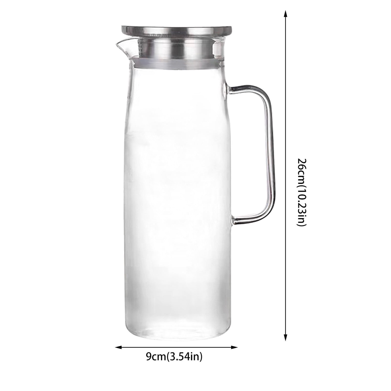 1500ml Glass Water Pitcher With Stainless Steel Lid Great For Juice Milk Beverage Cold Tea Iced Tea/ Cup